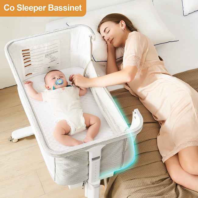 Factory Direct Quality: Adjustable Bedside Bassinet for Closer Parenting & Better Sleep

Seamless Parent-Baby Connection: Achieve true co-parenting ease. Our baby bedside bassinet adjusts securely to 9 different heights, matching perfectly with mom and dad's bed, sofa, or any sleep surface.

Market-Leading Stability: The splendid stable structure ensures safety, helping your baby sleep deeper and longer, supporting their development and giving both parents more rest.

Safe, Gentle & Practical Care: Crafted with safe and comfortable materials. The front side close to parents' side features a secure pull-down design, simplifying comforting, feeding, and diaper changes even while lying down.

Long-lasting Clean Comfort: Includes a washable, skin-friendly mattress cover, saving parents time and ensuring a consistently comfortable, hygienic sleep space through many washes.

Factory Direct Value: Get good quality without markups. This factory hot sale from our Chinese factory (factory direct) provides a reliable baby bassinet baby bed built to last.

Optional Features:
Gentle Soothing: Add a swing function.

Core Value: Invest in a bassinet baby companion designed to make safe co-sleeping practical and nurturing for both parents and baby, delivering lasting comfort and quality.