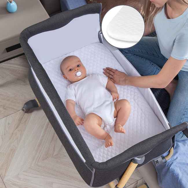 Adjustable baby Bassinet Bedside Sleeper - Factory Direct Quality & Stability​​
​Engineered for Parental Convenience & Newborn Comfort - Height Adapts to Any Bed (21