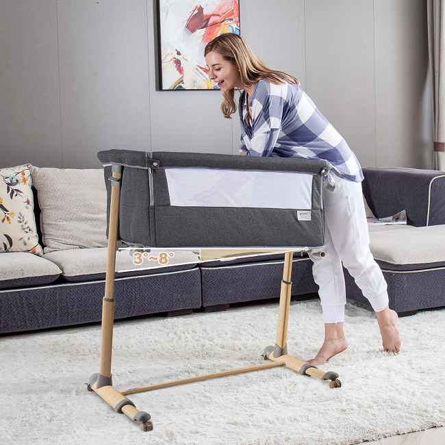 Adjustable baby Bassinet Bedside Sleeper - Factory Direct Quality & Stability​​
​Engineered for Parental Convenience & Newborn Comfort - Height Adapts to Any Bed (21