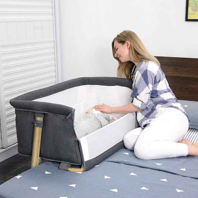 Adjustable baby Bassinet Bedside Sleeper - Factory Direct Quality & Stability​​
​Engineered for Parental Convenience & Newborn Comfort - Height Adapts to Any Bed (21