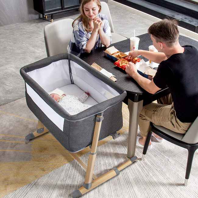 Adjustable baby Bassinet Bedside Sleeper - Factory Direct Quality & Stability​​
​Engineered for Parental Convenience & Newborn Comfort - Height Adapts to Any Bed (21