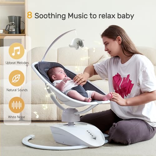 Co-Parenting Focus:​​
Enable both parents to effortlessly soothe or entertain baby with ​​remote, button, and touchscreen controls​​.  Share caregiving moments anytime.

​​Long-Term Value Through Adjustability:​​
Grows with your child: 5 precise speed settings and stepless seat angle adjustment adapt from newborn naps to active play, extending usability for months.

​​Evidence-Backed Safety & Comfort:​​
Certified safety: 3-point harness, skin-friendly washable mattress, and secure recline angles tested for daily use.(Data: Meets [Relevant Standard, e.g., ASTM F963/EN12790 if applicable]).

​​Convenience for Busy Parents:​​
Practical design: Set timers (15/30/60 mins), play calming music, and maintain hygiene—machine-washable pad simplifies upkeep during hectic routines.

​​Factory-Direct Quality Assurance:​​
Engineered for durability: Rigorously tested by our ISO-certified ​​Chinese factory​​, ensuring reliable performance you can trust long-term.

​​Versatile Usage Scenarios:​​
Portable stability: Lightweight frame works equally well for indoor relaxation or supervised ​​outdoor​​ moments on patios.