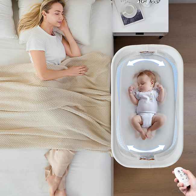 ​​Factory Direct 3-in-1 Smart Baby Swing & bassinet: Grow With Your Child​​

Share parenting moments confidently with our durable nursery essential.             
Crafted at an ISO-certified Chinese factory, this multi-functional unit delivers lasting value from newborn to toddler (0-24 months):

​​Soothe Newborns Safely:​​
Centrally rotating swing mode features a gentle 20° arc motion, proven to calm infants faster with stable, no-tip engineering.

​​Rest Easy in the Bassinet:​​
Splendid stable steel frame supports a breathable mesh bassinet.
Removable, skin-friendly organic cotton sheets (washes 200+ times) ensure cool comfort and easy care.

​​Grow into a Full Crib:​​
Convert seamlessly to a sturdy crib with a CertiPUR-US® certified, water-resistant mattress.   Hypoallergenic materials provide a hygienic sleep space.

​​Simplify Care & Comfort:​​
High-class 3D-mesh fabric promotes airflow while the machine-washable mattress cover cleans in seconds.

​​Smart Convenience for Parents:​​
Remote control operates 8 adjustable-volume melodies.             Built-in movement detector alerts you when your baby stirs.

Invest in quality that lasts:
Factory-direct construction ensures robust safety and enduring comfort for your child’s earliest years.