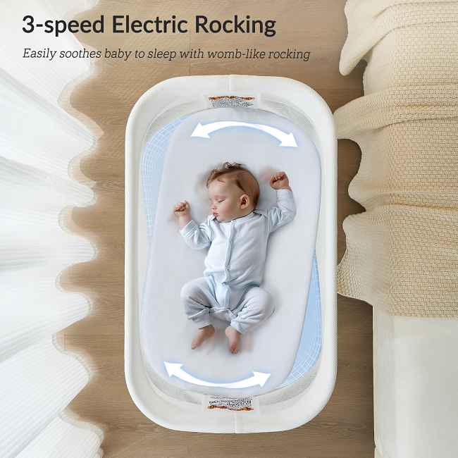 ​​Factory Direct 3-in-1 Smart Baby Swing & bassinet: Grow With Your Child​​

Share parenting moments confidently with our durable nursery essential.             
Crafted at an ISO-certified Chinese factory, this multi-functional unit delivers lasting value from newborn to toddler (0-24 months):

​​Soothe Newborns Safely:​​
Centrally rotating swing mode features a gentle 20° arc motion, proven to calm infants faster with stable, no-tip engineering.

​​Rest Easy in the Bassinet:​​
Splendid stable steel frame supports a breathable mesh bassinet.
Removable, skin-friendly organic cotton sheets (washes 200+ times) ensure cool comfort and easy care.

​​Grow into a Full Crib:​​
Convert seamlessly to a sturdy crib with a CertiPUR-US® certified, water-resistant mattress.   Hypoallergenic materials provide a hygienic sleep space.

​​Simplify Care & Comfort:​​
High-class 3D-mesh fabric promotes airflow while the machine-washable mattress cover cleans in seconds.

​​Smart Convenience for Parents:​​
Remote control operates 8 adjustable-volume melodies.             Built-in movement detector alerts you when your baby stirs.

Invest in quality that lasts:
Factory-direct construction ensures robust safety and enduring comfort for your child’s earliest years.