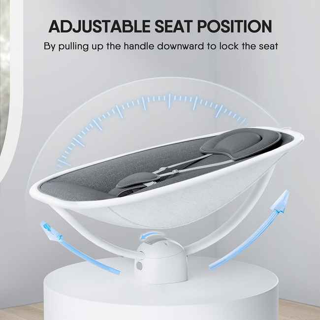 A 3-in-1 baby swing (swing + bassinet + crib) designed for parents prioritizing shared childcare and long-term investment.It offers unmatched versatility and quality at factory-direct prices.

​​Multiple control options​​ (remote, button, or touch screen):
Easily adjust settings together as parents to soothe your baby during shared moments like playtime or bedtime, enhancing teamwork without hyperbole.
​​
5 adjustable swing speeds​​:
Find the perfect motion for each developmental stage, from soothing newborns to engaging infants over months of use, to reduce fussiness and promote growth.

Stepless seat angle adjustment​​:
Customize positions for feeding or napping scenes, ensuring comfort without instability through incremental changes that support daily routines.
​​
Timer function with precise settings music​​:
Set intervals like 15-, 30-, or 60-minute cycles to establish consistent sleep patterns over time, aiding parental schedules with reliable, real-world application.      integrated music system

Washable and skin-friendly mattress​​:
Designed for easy cleaning through spills and daily wear, it supports sensitive skin through multiple washes for sustained hygiene and baby comfort.
​​
Secure 3-point seatbelt​​:
Tested for safety in diverse scenarios like active play, providing dependable protection that adapts as your child grows for years of secure use.