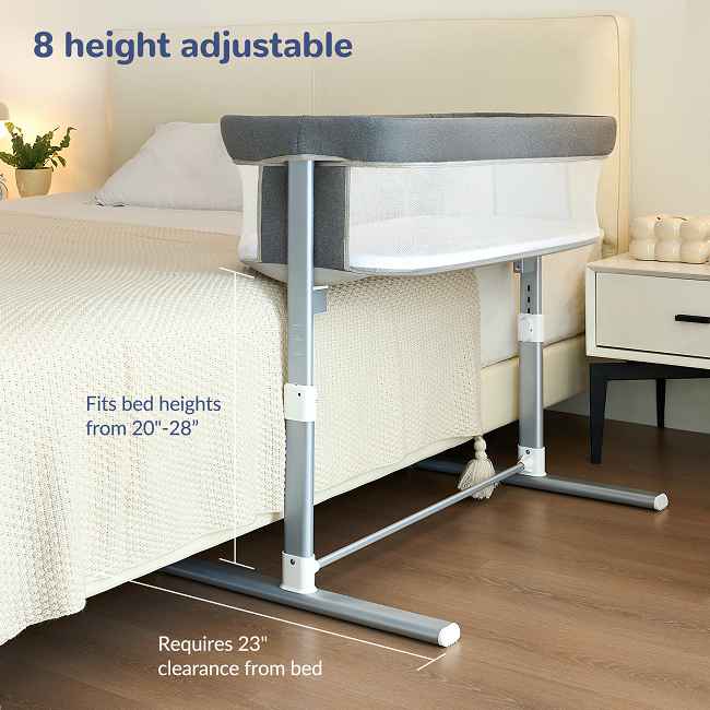 Perfect Bedside Match for Both Parents:​​
Effortlessly adjust the crib, bassinet, or swing to 8 precise heights.
Ensures a seamless, safe level with any adult bed or sofa in your home – ideal for convenient nighttime feeding and comforting by either parent.

​​Investment in Restful Nights & Years:​​
Precision-engineered stability means your baby settles easier and sleeps soundly.
This durable design provides reliable, long-lasting safety from infancy through the toddler years.

Engineered for Comfort & Confidence:​​
High-quality, breathable mesh panels create a consistently cozy, well-ventilated sleeping environment, reducing overheating for maximum comfort.
​​
Effortless Cleanliness, Gentle on Skin:​​
The included skin-friendly, washable mattress cover ensures a hygienic and ultra-comfortable surface, easily maintained for daily peace of mind.
​​
Factory Direct Quality Assurance:​​
bassinet, and swing comes directly from our dedicated Chinese factory – quality you can rely on.