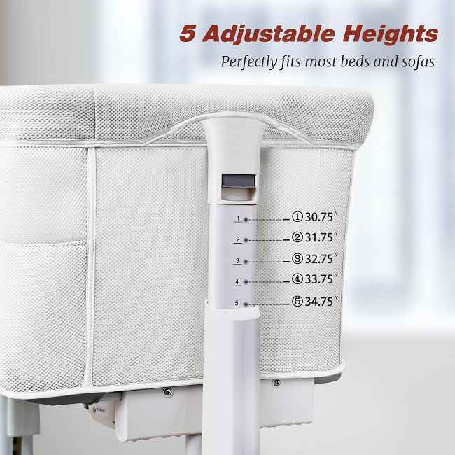 Co-sleep safely with the best adjustable baby bassinet. Hot sale, factory-direct baby crib with 9-level height, stable structure, and pull-down side makes nighttime care easy.
