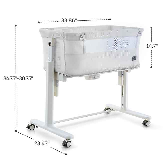 Co-sleep safely with the best adjustable baby bassinet. Hot sale, factory-direct baby crib with 9-level height, stable structure, and pull-down side makes nighttime care easy.