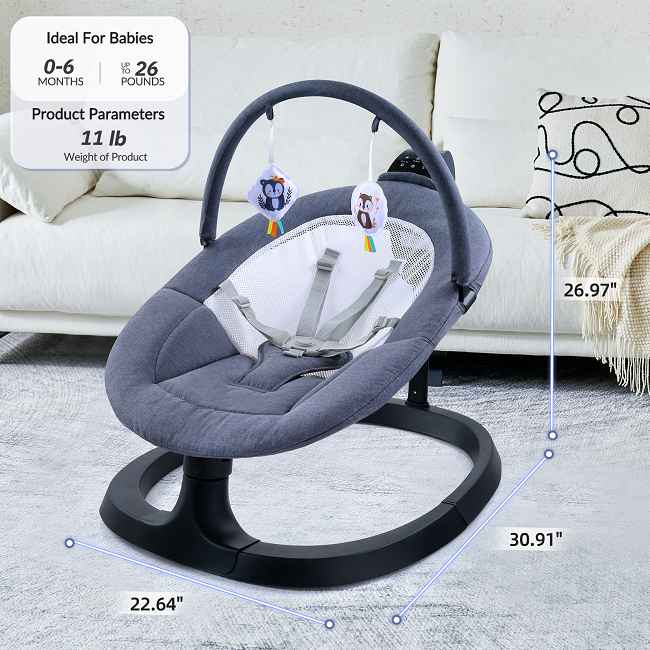 Free your hands! This 2-in-1 electric baby swing and chair offers 3 unique swing modes and touch-screen controls. Hot sale, factory direct. Use as a baby chair up to 30 kg!
