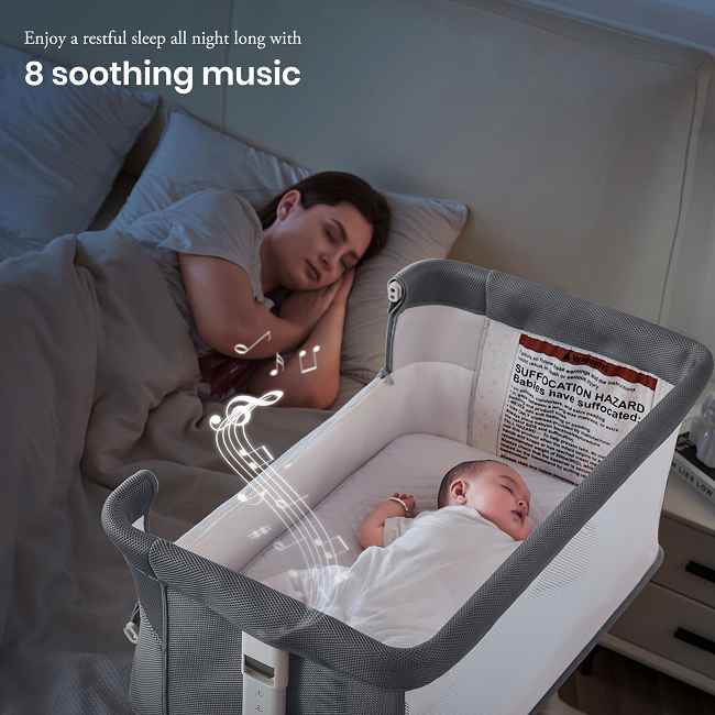 Get a better sleep! 
This baby bassinet/baby bed is 9-level adjustable to fit your bed for safe co-sleeping. 
The drop-down side lets you care for baby easily. Hot sale baby crib direct from the factory.