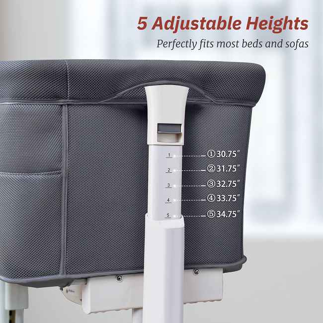 Get a better sleep! 
This baby bassinet/baby bed is 9-level adjustable to fit your bed for safe co-sleeping. 
The drop-down side lets you care for baby easily. Hot sale baby crib direct from the factory.