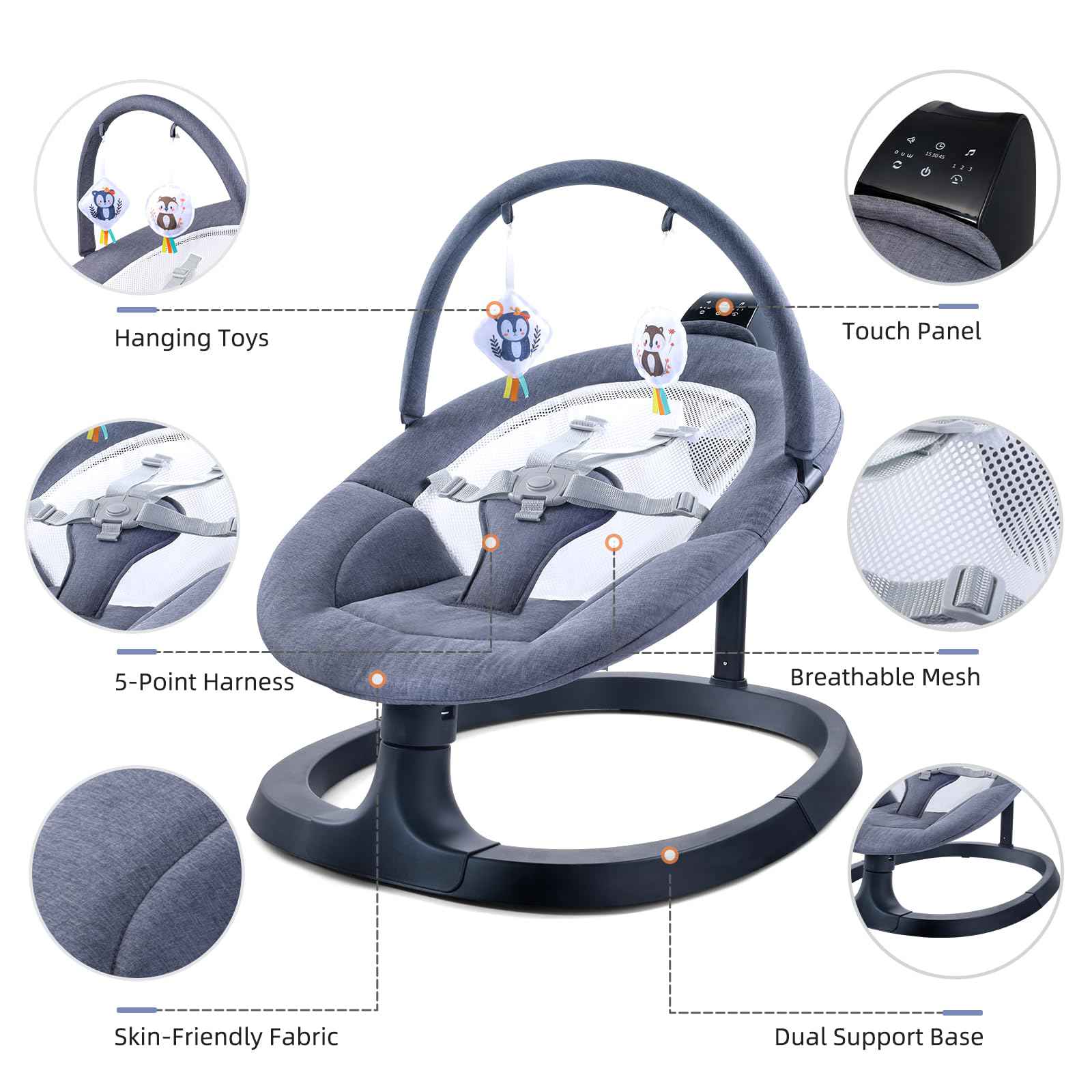 Stable and durable frame ensures safe, gentle swinging
Soft, premium fabrics provide ultimate comfort for babies
Multi-level safety protections for worry-free use
Adjustable swing modes to suit different baby needs
Supports OEM ODM customization for global brands
Factory-certified with high production capacity
Designed for long-lasting use and easy maintenance
